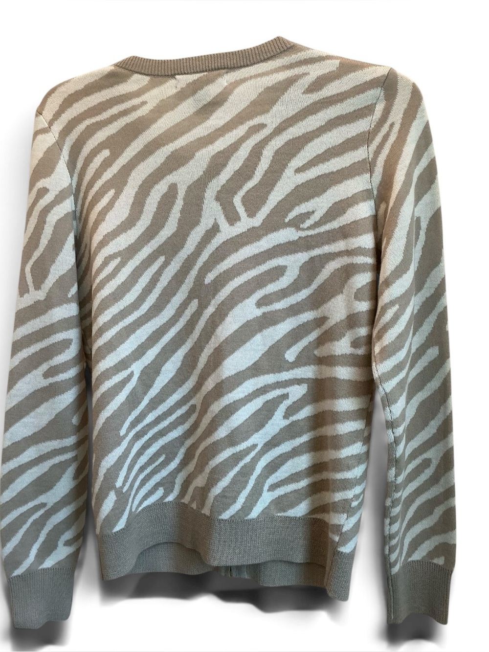 Banana Republic Merino Wool Animal Print Full Zip Sweater Jacket Size Medium - Picture 3 of 11